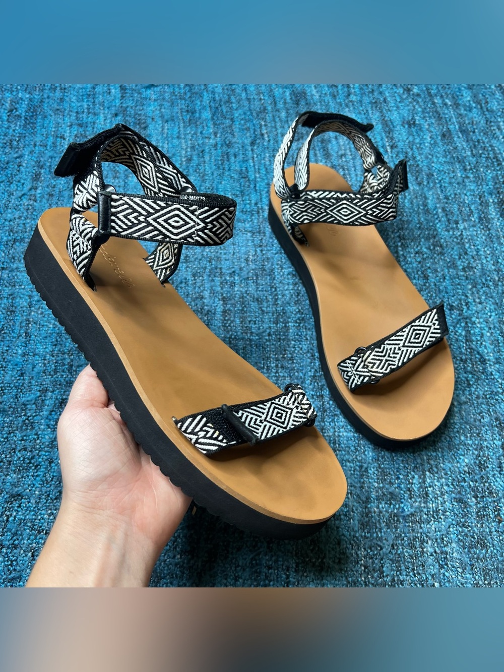 Madewell The Maggie Boho Strappy Sandals in Black White Women's Size 8